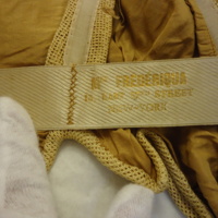 Label View of Gold Mesh Bodice over Silk