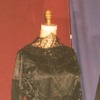 Front View of Black Satin Beaded Dress