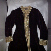 Front View of Brown Velvet Jacket with Embroidery