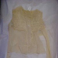 Front View of White Gauze Blouse with Yoke