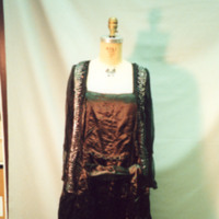 Front View of Black Chiffon Evening Dress with Sequins