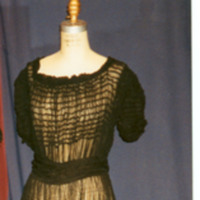 Front View of Black Chiffon Dress with Short Sleeves
