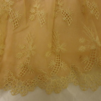 Detail View of Pink Capelet with Cream Lace