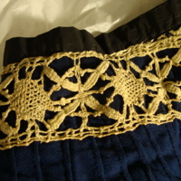 Detail View of Dark Blue Ensemble with Crocheted Lace