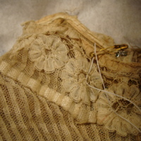 Detail View of Black Bodice with Tan Lace