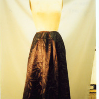 Front View of Black Silk Jacquard Skirt with Floral