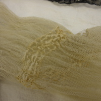 Detail View of Gray Silk Evening Bodice with Lace