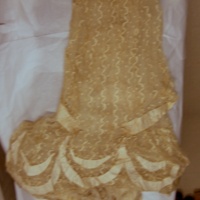 Detail View of cream lace dress with slip