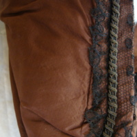 Detail View of Brown Silk Bodice with Double-Pointed Waist