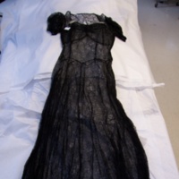 Front View of Black Floral Lace Sweetheart Gown