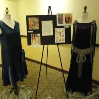 Photograph of Blue Velvet Dress and Beaded Bow Dress
