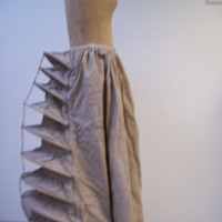 Side View of Linen Petticoat with Boned Bustle