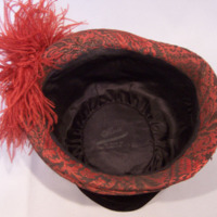 Interior Construction View of Brown Hat with Feathers