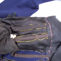 Interior Construction View of Navy Bodice with Red  Yoke