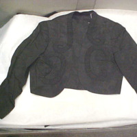 Front View of Black Jacket with Spiraling Appliquâˆš©s