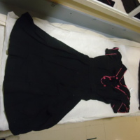 Front View of Black Dress with Pink Trim