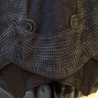 Detail View of Heavy Black Silk Bodice with Geometric Detail