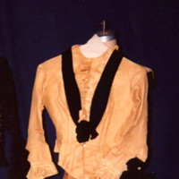 Front View of Gold Mesh Bodice over Silk