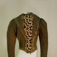 Front View of Black Bodice with Lapels and Patterned Inset