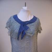 Detail View of Blue and White Checked Dress