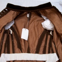 Interior Construction View of Brown Wool and Velvet Bustle Dress