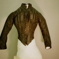 Front View of Black Silk Bodice with Self Stripe