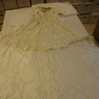 Front View of Satin Wedding Dress with Pointed Waist