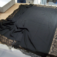 Front View of Square Black Shawl with Lace