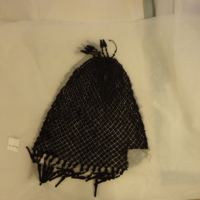 Front View of Black Net Fragments with Fringe of Tassels