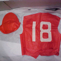 Back View of Red Athletic Vest and Cap