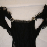 Detail View of Black Satin Gown